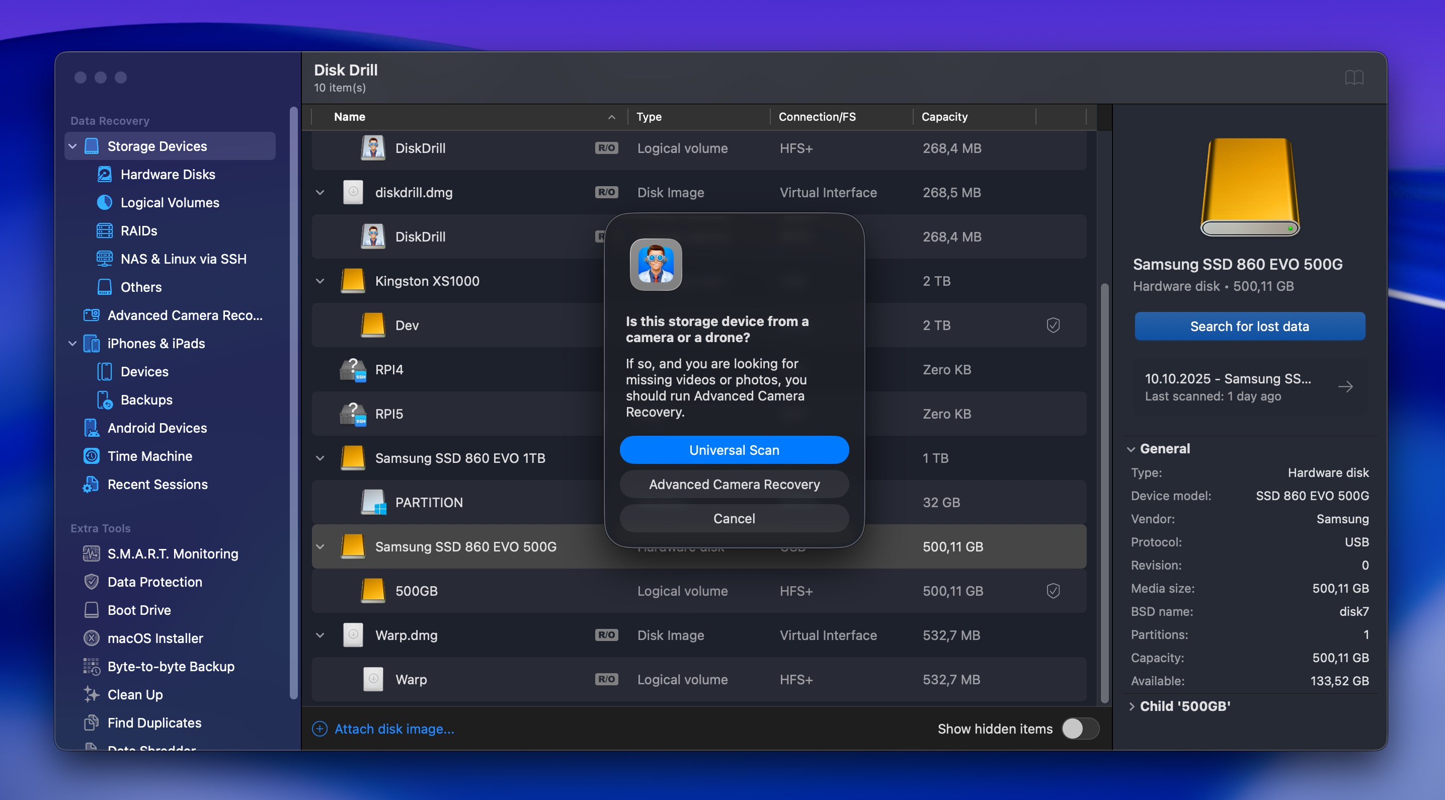 Universal Scan in Disk Drill