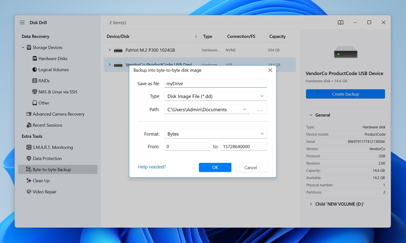 Starting the backup process.