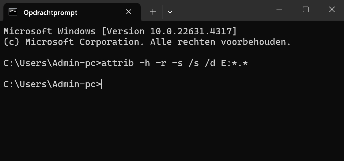 Gebruik het ATTRIB-commando