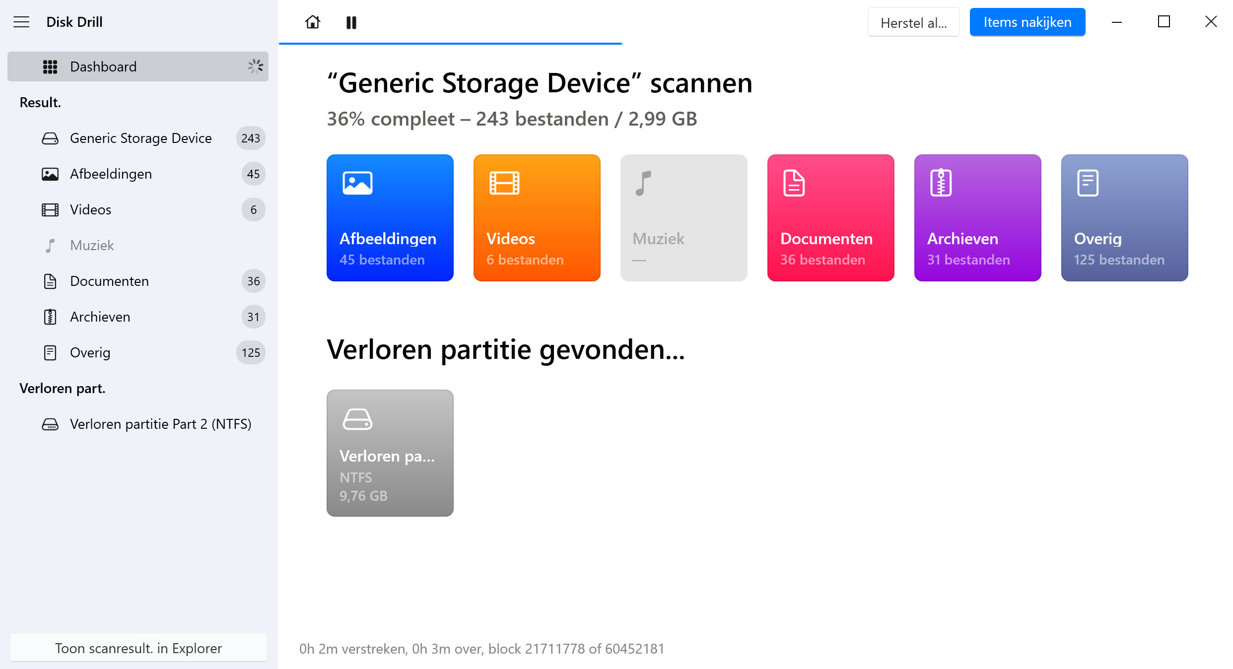 Wacht totdat je partitie is gevonden