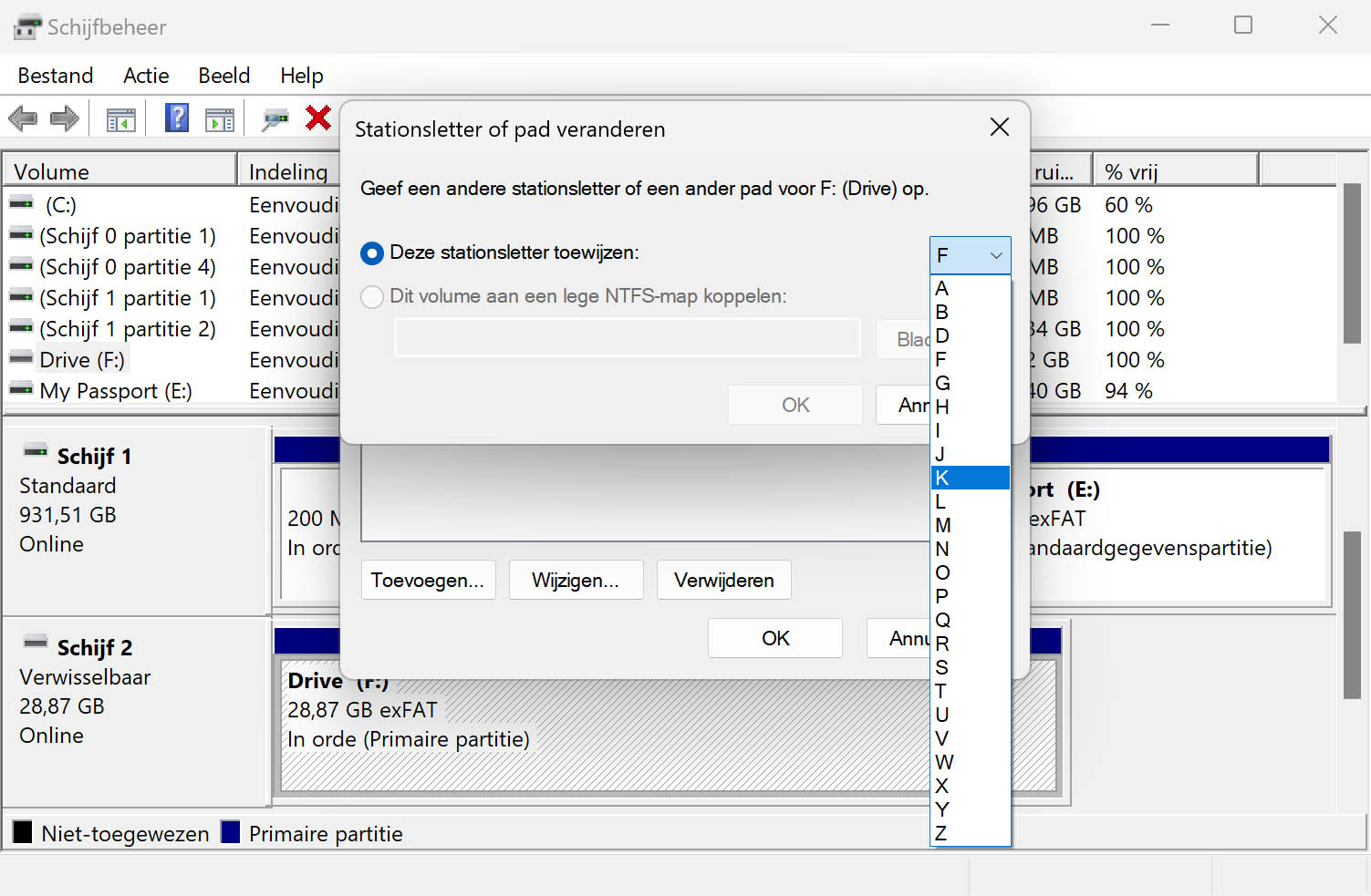 Wijs een nieuwe stationsletter toe