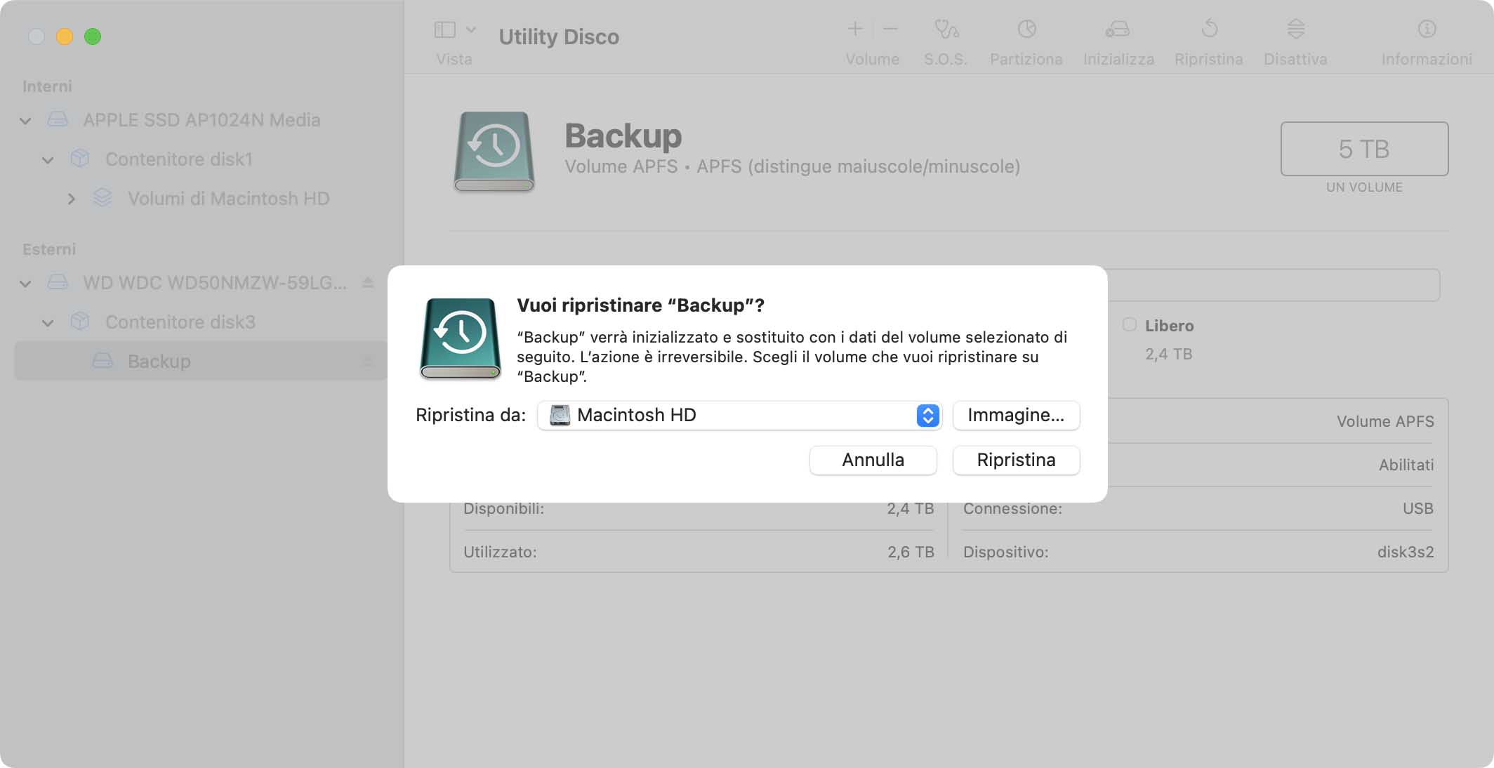Ripristina un Disco Usando Utility Disco sul tuo Mac