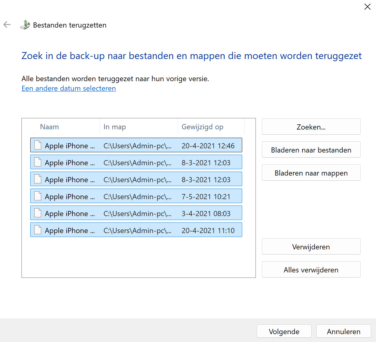 Gebruik de functie Back-up en Herstel (Windows 7)