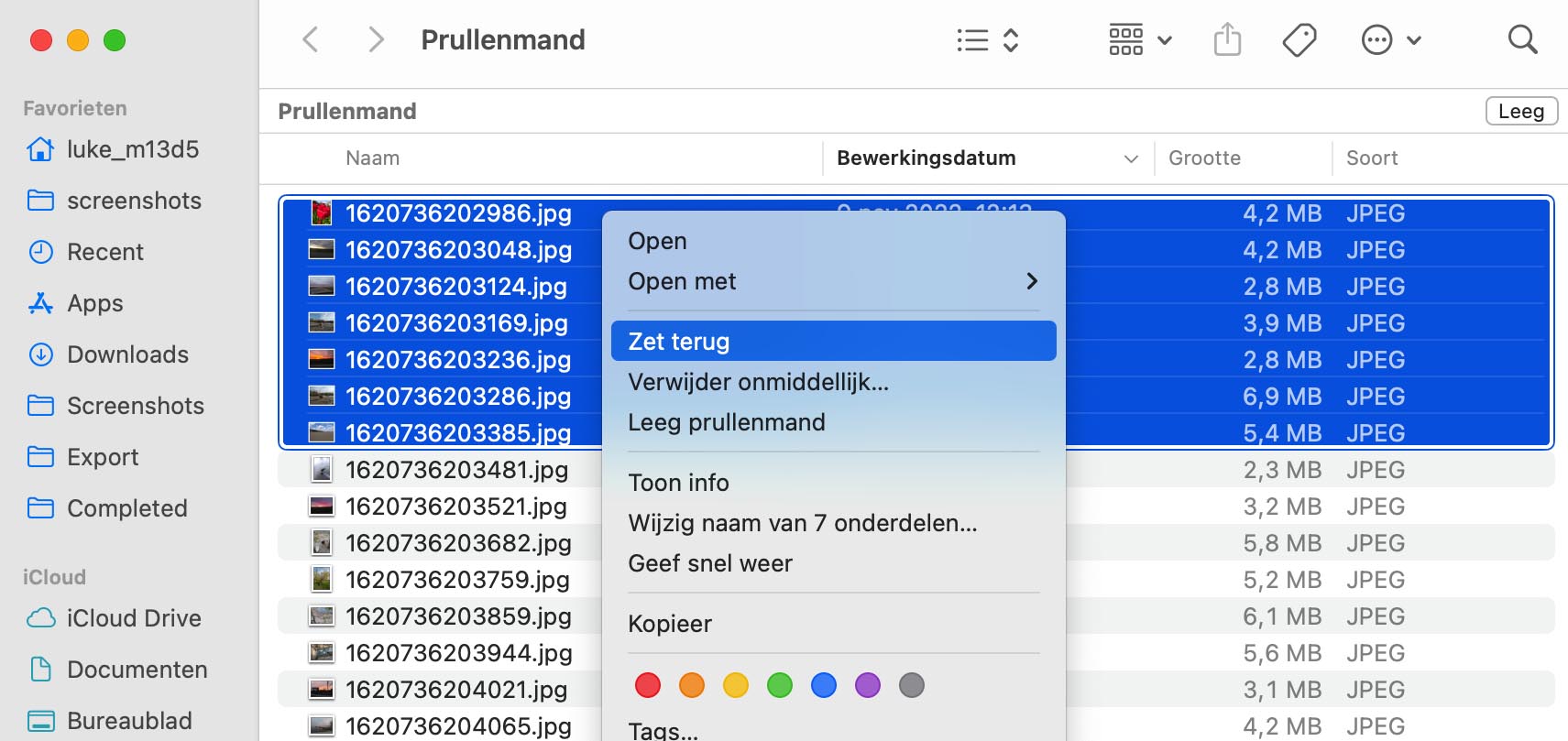 Gegevens herstellen uit de Prullenbak van je Mac