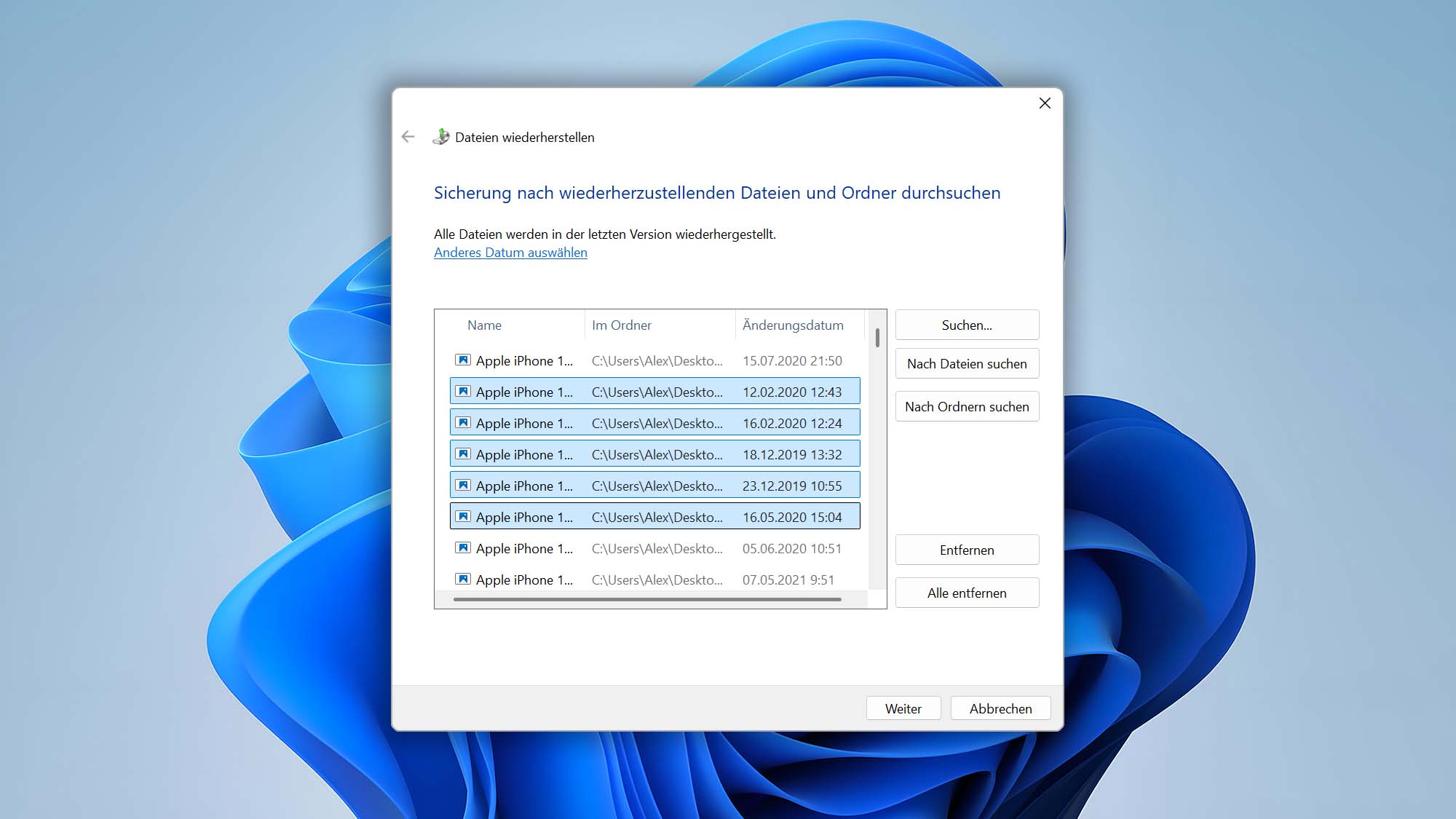 Verwenden Sie die Legacy-Funktion Sichern und Wiederherstellen (Windows 7)